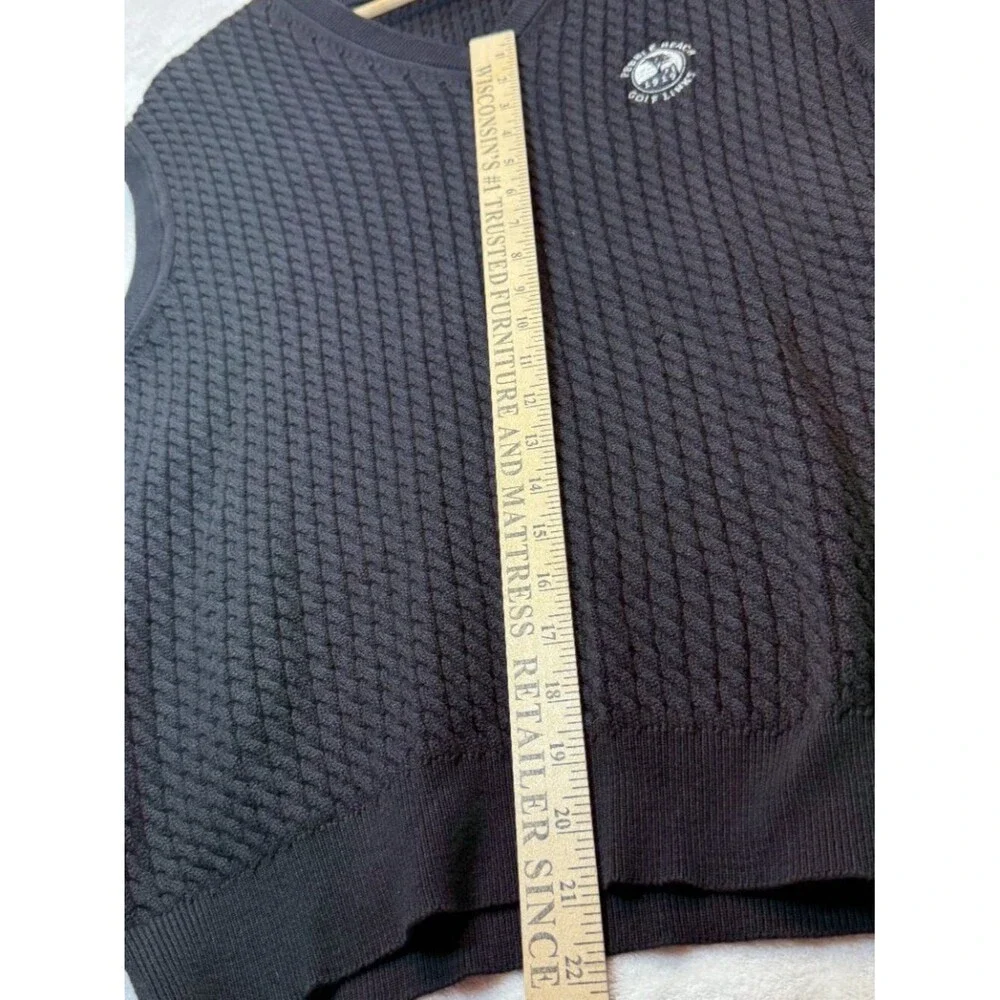 Pebble Beach Golf Sweater Vest Men's XL Black Cable Knit V-Neck Classic